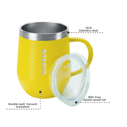 BJPKPK 2 pcs Insulated Coffee Mug, 14oz Insulated Tumbler with Lid, Stainless Steel Coffee Cups with Splash Proof Lid-White