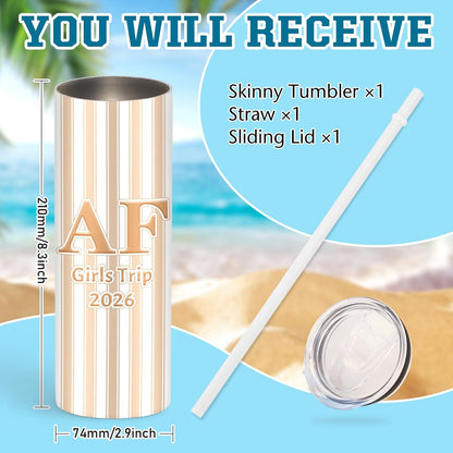 Girl Trip Gifts for Women, Personalized Girls Trip Tumblers with Name Text, Custom Beach Tumbler, Road Trips Vacation Cruise Cup with Lid and Straw, Bachelorette Party Girl Weekend Gift For Friend