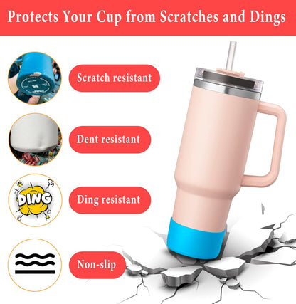 KTKUDY 2Pcs Silicone Boot for Stanley Quencher Tumbler 30 oz 40 oz & IceFlow 20 oz 30 oz & Fit Owala Freesip Water Bottle & Fit Hydro Flask & More - Cup Bottom Accessories Fit Stanley Cup