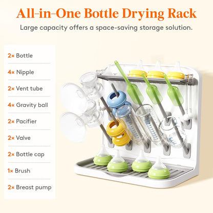 Lifewit Large Baby Bottle Drying Rack 15 Hooks, Newborn Essentials Must Haves, Bottle Storage Organizer for Countertop, Cabinet, Rack Dryer Holder for Pacifiers, Pump Parts, Baby Stuff