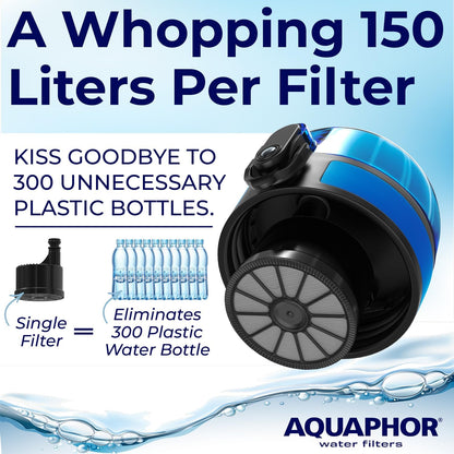 Nakii Filtered Water Bottle, Leakproof, BPA-Free, Motivational Markings, Travel, Everyday Use. 40-Gallon Filter, Replaces 300 Plastic Water Bottles. Includes 1 Filter, 22 FL Oz, Grey by Aquaphor