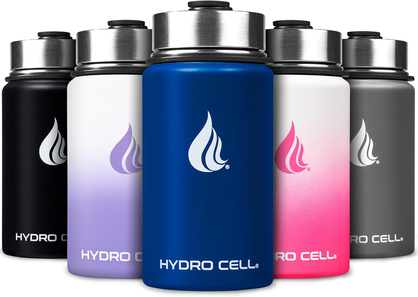 HYDRO CELL Stainless Steel Insulated Water Bottle with Straw - For Cold & Hot Drinks - Metal Vacuum Flask with Screw Cap and Modern Leakproof Sport Thermos for Adults (Neon 18oz)