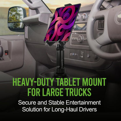 Cellet Cup Holder Tray for Car with Phone Mount – Expandable Base, 360° Rotation Food & Drink Tray with Non-Slip Surface, Adjustable Arm for Eating in Vehicle – Fits Most Standard Car Cup Holders