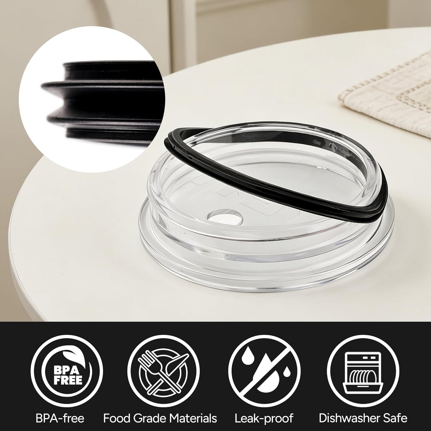 Silicone Seal Replacement Gaskets for Yeti 30 Oz Tumbler Lid, BPA-Free Rubber O-Ring Parts for Long-Lasting Leak Protection, 4 Pack