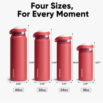 ENCOOL Leakproof Insulated Water Bottle with Straw Dual-Sip Water Bottle Bag-Safe Design for Work, Commute & Gym – Keeps Drinks Cold All Day, 24 oz, Lemonade Pink - Colors B