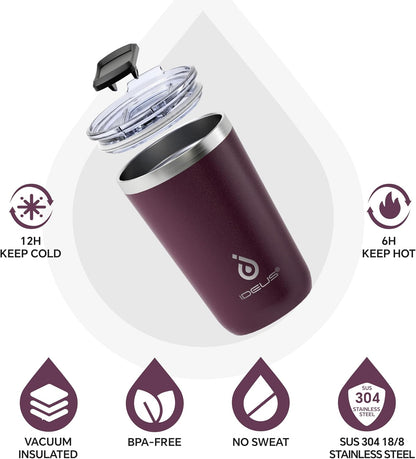 Ideus 20 oz Tumbler, Travel Coffee Mug with Splash Proof Sliding Lid, Double Wall Stainless Steel Vacuum Insulated Coffee Mug for Home and Office, Keep Beverages Hot or Cold, Avocado Green