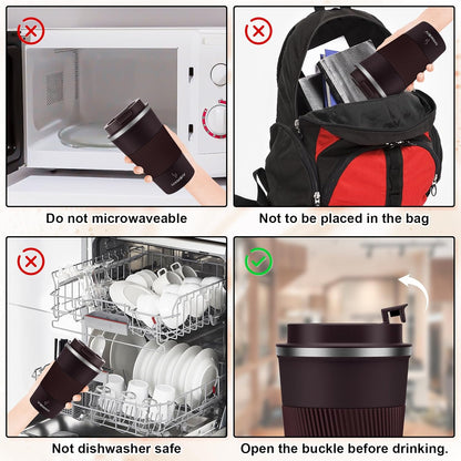MOMSIV 12oz Travel Mug, Insulated Coffee Cup with Leakproof Lid, Travel Coffee Mug Vacuum Stainless Steel Double Walled Reusable Coffee Cup for Hot and Cold Water Coffee