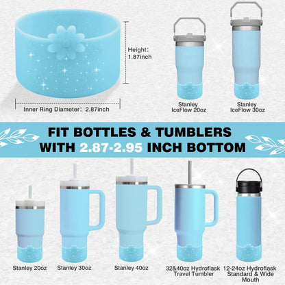 Hpbel Protective Silicone Boot for Stanley Cup Accessories Compatible with Stanley Cup Boot 40/30z and More Bottles with 2.95in Bottom for Water Bottle Flower Tumbler Accessories