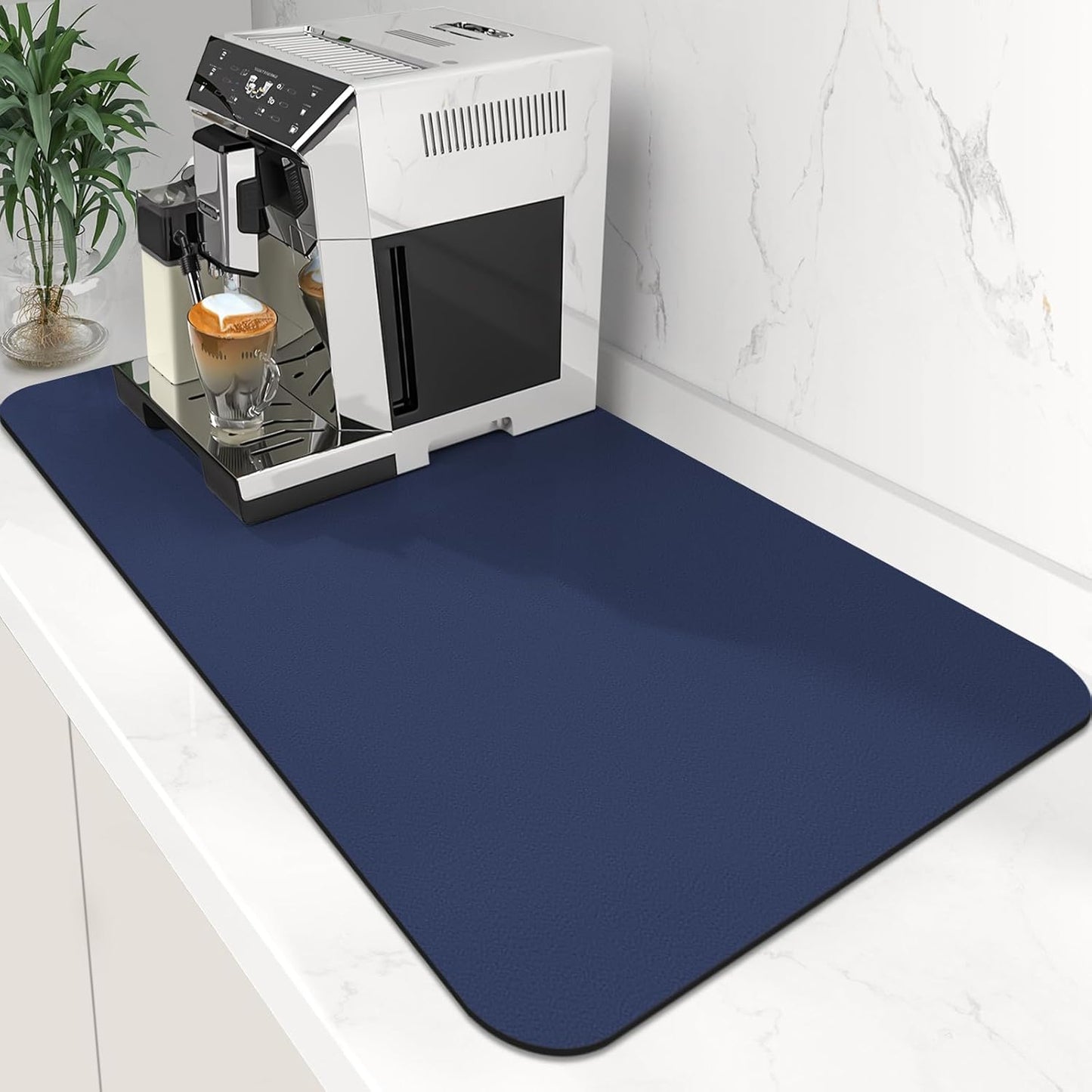 WISELIFE Coffee Mat Super Absorbent Dish Drying Mat Coffee Bar Accessories Match with Machine Large Drying Mats for Kitchen Counter 12" W x 19" L, Black