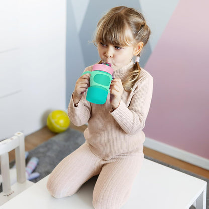 NiHome Silicone Double Handle & Boot Fit for Owala Kids’ Tumbler Zak Kelso Tumbler 12oz 15oz, Easy to Install for Toddlers to Grip & Train, Shock-Absorbing Bottom Sleeve Drop Protection (Blue)