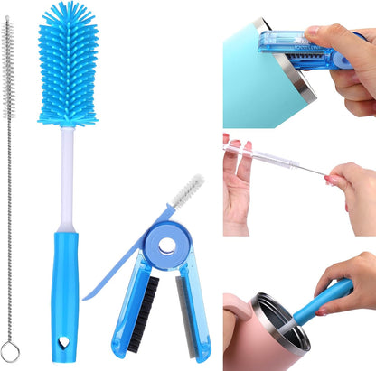 XANGNIER 5 Pcs Water Bottle Cleaner Brush Set for Owala 24oz/32oz/40oz Cup,Multifunctional Bottle Brush and Long Straw Cleaner Brush,Cleaning Kit for Owala/Stanley/Yeti Tumbler Cup Accessories