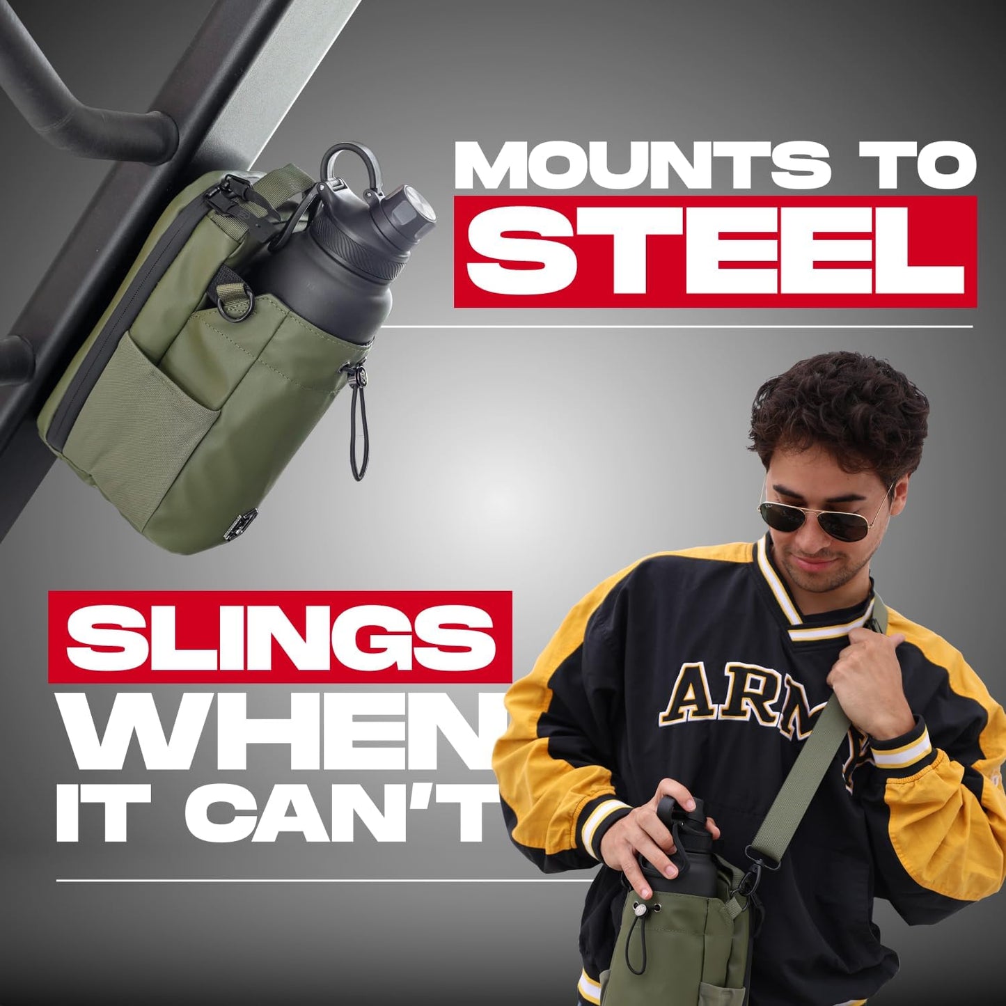 Magnetic Gym Bag for Men and Women – Sling Bottle with Magnetic Attachment | Water Bottle Holder, Gym Pouch, Crossbody Bag for Travel, Sports, Work, Fitness