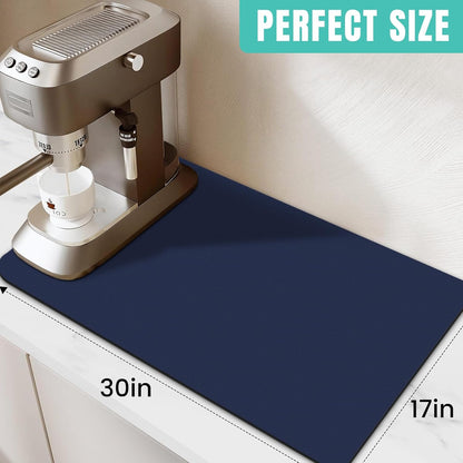 WISELIFE Coffee Mat Super Absorbent Dish Drying Mat Coffee Bar Accessories Match with Machine Large Drying Mats for Kitchen Counter 12" W x 19" L, Black