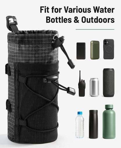 Large Water Bottle Holder Pouch Bag, Backpack Water Bottle Holder Mesh Bag Carrier Fits for 10-32oz Bottles, Heavy-Duty Water Bottles Holder Accessories for Hiking, Sports, Travel, Outdoor