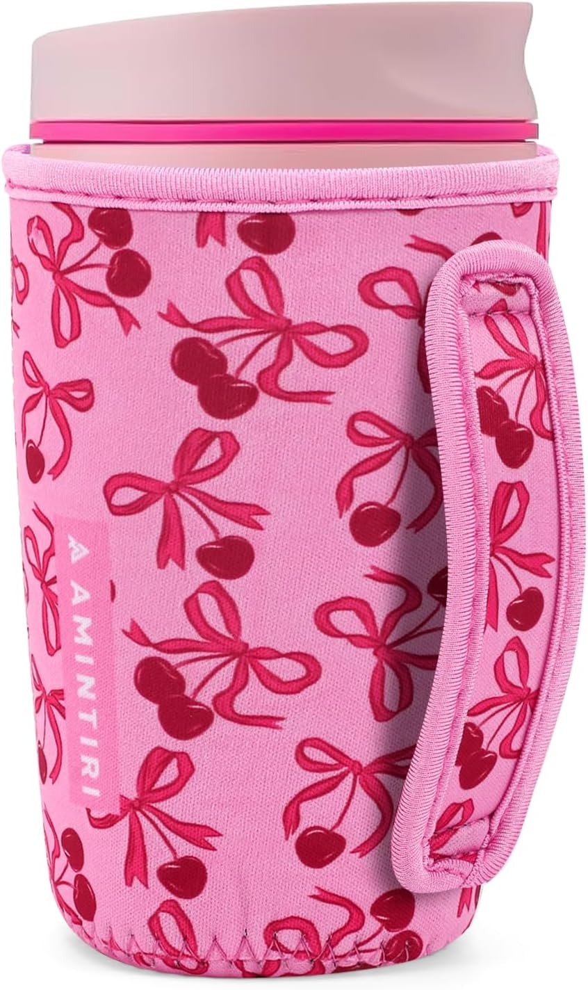 Cute Sleeve for Owala Coffee Tumbler, Neoprene Cover with Handle for Owala SmoothSip Slider, Scratch Resistant Coffee Mug Sleeve for Women to Office, Workout, Coffee Break. (Coffee Break)
