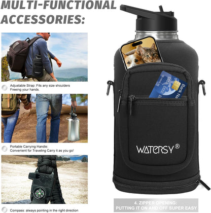 40oz Insulated Water Bottle (Cold for 48 Hrs),BPA Free&Leak Proof,Stainless Steel Water Flask,Water Jug with Straw Spout Lids for Gym,Hiking,Travel,Black Blue