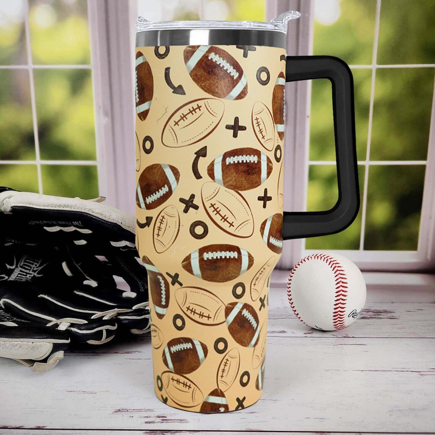 Ceovfoi 40 oz Pickleball Coffee Mug Vacuum Insulated Travel Tumbler with Handle, Lid & Straw - Perfect Pickleball Gifts for Players, Coaches, Lovers | Pickleball Accessories