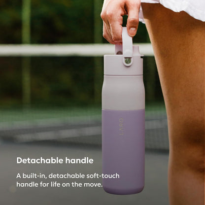 LARQ Swig Top — Insulated Stainless Steel Water Bottle with Straw, Detachable Silicone Handle, Vacuum 24h Cold, BPA-Free Metal Bottle for Gym, Travel, Office, Wide Mouth for Ice — 23 oz, Mojave Dune