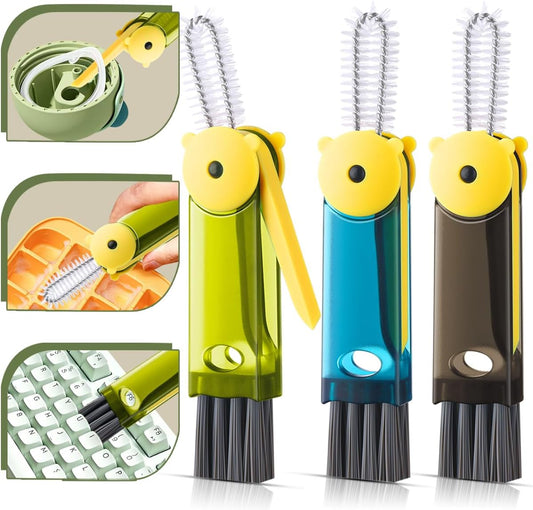 3 in 1 Cup Lid Cleaning Brush, Portable Cup Cleaner Brush, New Water Bottle Lid Cleaner Brush, Multifunctional Cleaning Brush - Home Kitchen Cleaning Tools for Tight Spaces & Bottle Gaps, 3 PCS
