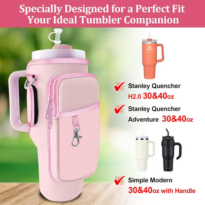 Stanley Carrier Bag for Stanley 40oz/30ozTumbler with Phone with 2 Adjustable Strap,3 Pockets Bottle Stanley Cup Carrier Bag & Case,Accessories for Hiking Travelling
