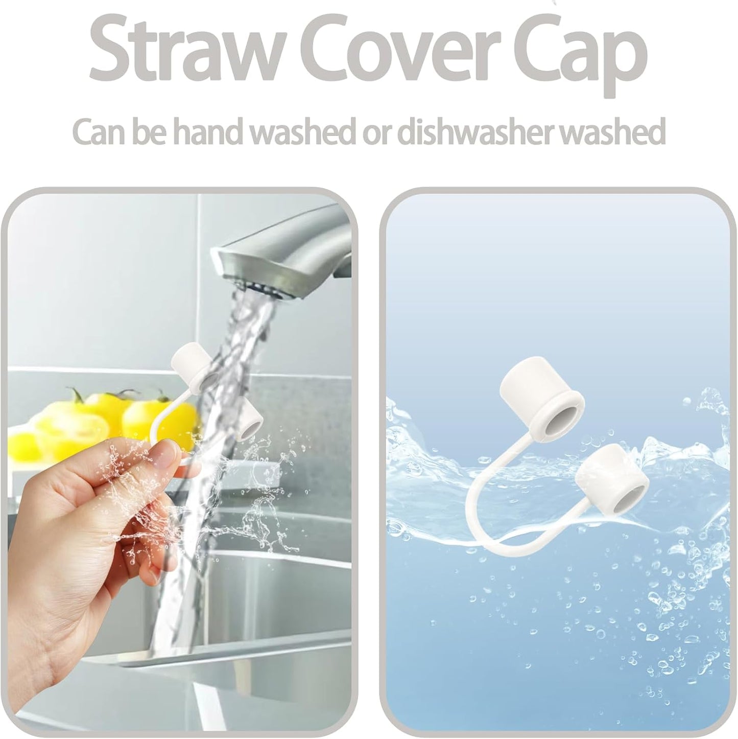 6PCS Silicone Straw Covers Cap Compatible with Stanley Cup 30&40oz Tumbler with Handle 10mm Straw Toppers，Straw Tips Lids Dust-Proof Reusable for Stanley Cup Accessories (White)