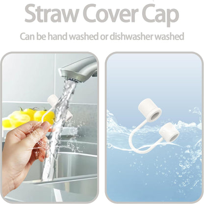 6PCS Silicone Straw Covers Cap Compatible with Stanley Cup 30&40oz Tumbler with Handle 10mm Straw Toppers，Straw Tips Lids Dust-Proof Reusable for Stanley Cup Accessories (White)