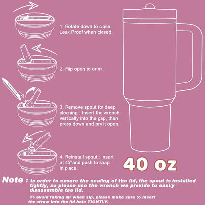Personalized 40 oz Monogrammed Tumbler with Handle and Flip Straw Lid, 100% Leak Proof stainless steel Insulated Tumbler, Customized Initial Funny Gifts for Women Mom Sisters Coworker, A