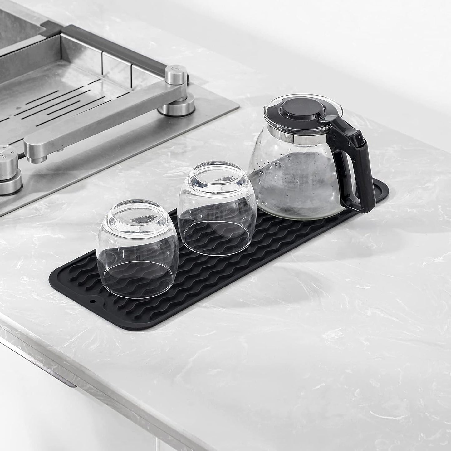 MicoYang Silicone Dish Drying Mat for Multiple Usage,Easy clean,Eco-friendly,Heat-resistant Silicone Mat for Kitchen Counter,Sink,Bar,Bottle,or Cup Green M 17 inches x 6 inches