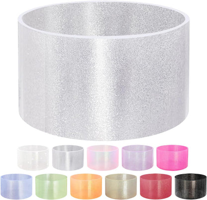 Jelly Luster Glitter Silicone Transparent Boot for Stanley 20-40oz, Compatible with Hydro Flask or Other Water Bottle Tumbler, 2.85-3.0 inch Protective Anti-Slip Bottom Sleeve Cover
