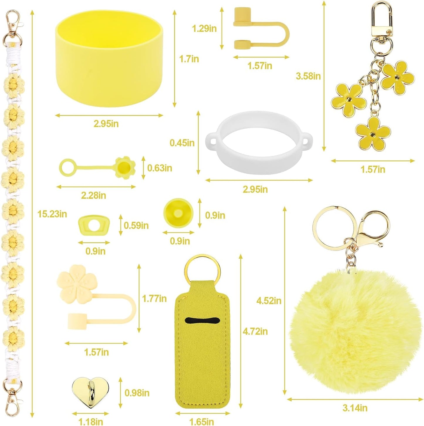 3tyto 13 Pcs Stanley Cup Accessories Set Including Water Bottle Handle Strap, Siliocne Stanley Cup Boot, Siliocne Straw Cover, Stanley Charms for Stanleys Cup 40oz & 30oz Tumbler
