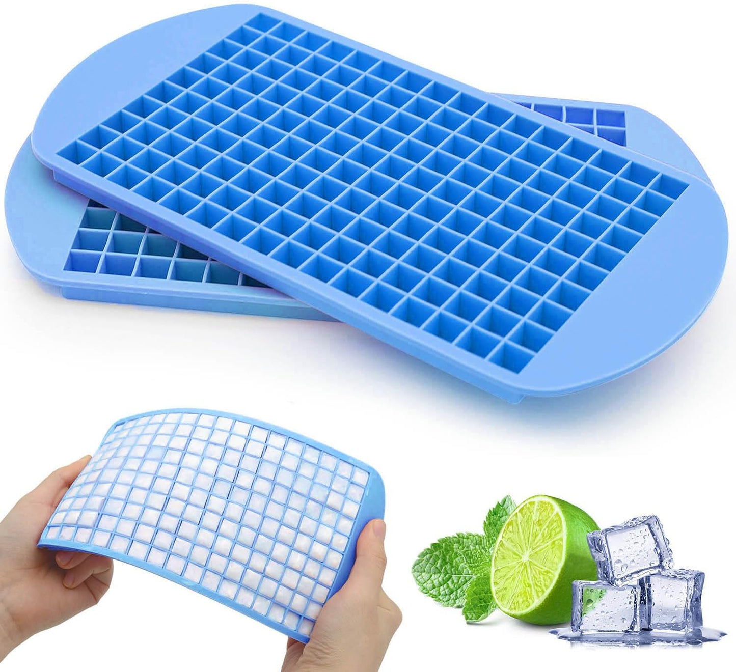 Mini Ice Cube Trays for Freezer 1 Pack — 160 Small Crushed Ice Cube Molds, BPA Free Food Grade Silicone, Easy Release Stackable Trays for Iced Coffee, Whiskey, Cocktail & Drinks