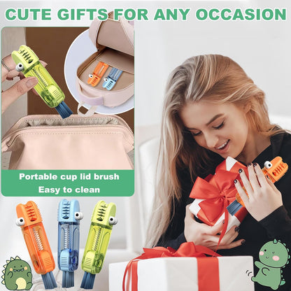3 in 1 Cup Lid Cleaning Brush, Portable Water Bottle Brush, Multifunctional Bottle Cleaner Brush Set for Tight Spaces, Bottle Gaps, Tumblers, Travel Mug Caps(3 PCS)