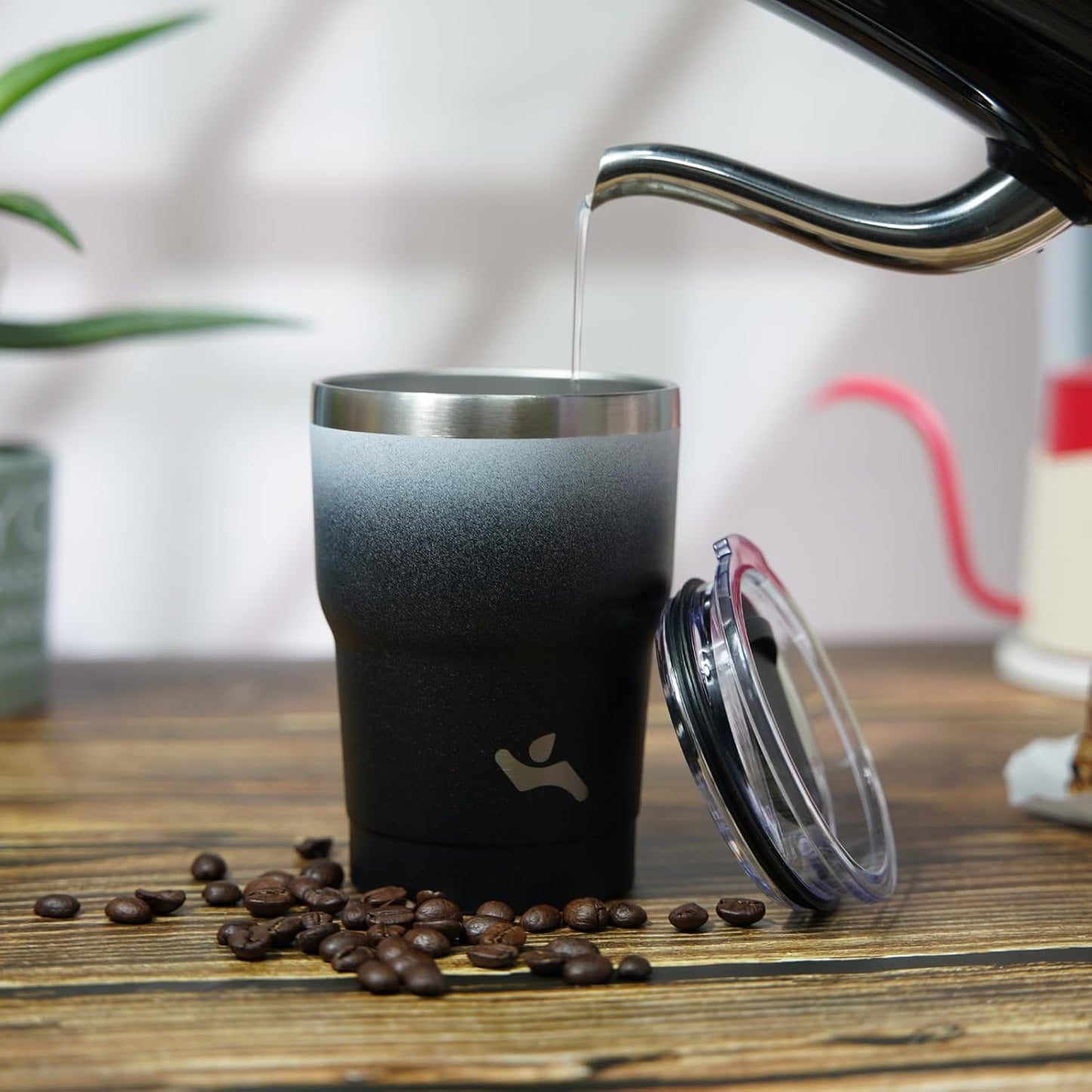 Konokyo 20 oz Tumbler with Handle and 2 Straw 2 Lid, Insulated Water Bottle Stainless Steel Vacuum Cup Reusable Travel Mug,Black