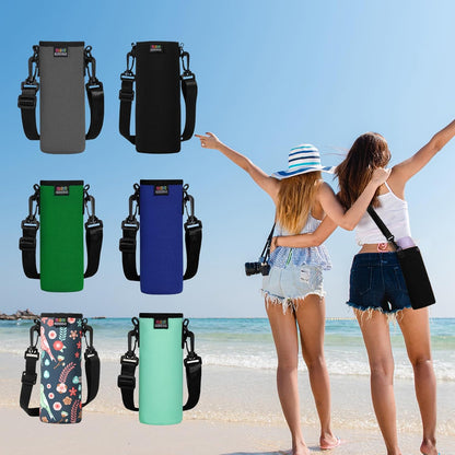 Nuovoware Water Bottle Carrier Bag, Premium Neoprene Portable Insulated Water bottle Sling Holder Bag 500ml/750ml/1000ml with Adjustable Shoulder Strap for Men Women Hiking, Sling Bottle Bag Case