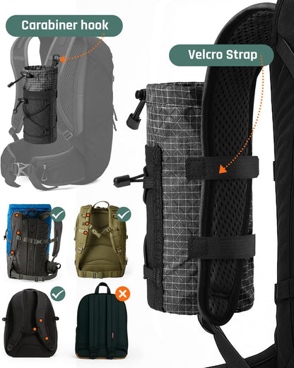 Large Water Bottle Holder Pouch Bag, Backpack Water Bottle Holder Mesh Bag Carrier Fits for 10-32oz Bottles, Heavy-Duty Water Bottles Holder Accessories for Hiking, Sports, Travel, Outdoor