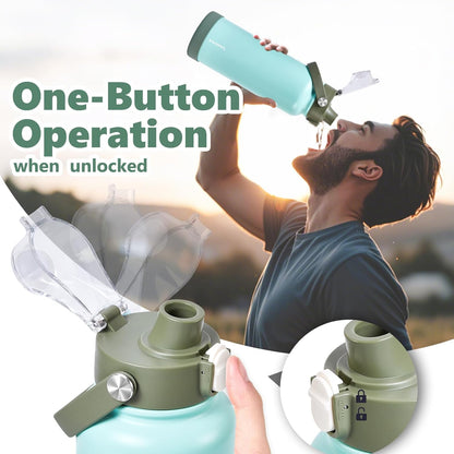 Insulated Water Bottle with Lid & Boot & Stickers, 24 oz Stainless Steel Sweat Free Bottle Keep Cold 24H, BPA-Free Sports Wide Mouth Water Bottle, BlueBlack
