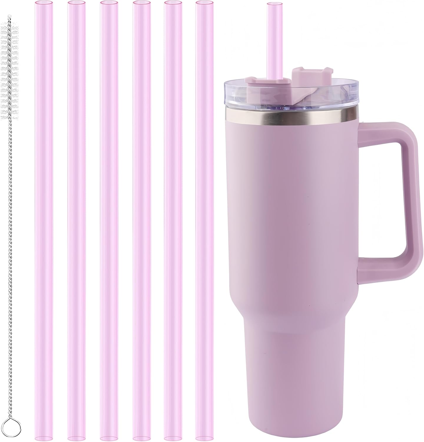 Joshey 12 Inch Tritan Replacement Straws for Stanley 40oz Tumbler - 6 Pack Reusable Long Straws with Cleaning Brush, Fits 30oz & 40oz Stanley Cup Accessories, BPA-Free (6 Colors)