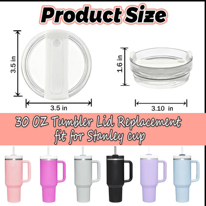 40 OZ Tumbler Lid Replacement Compatible for Stanley Quencher H2.0, 1 Pack BPA Free Clear Lid Replacement for Stanley Cup Accessories(Clear-White)