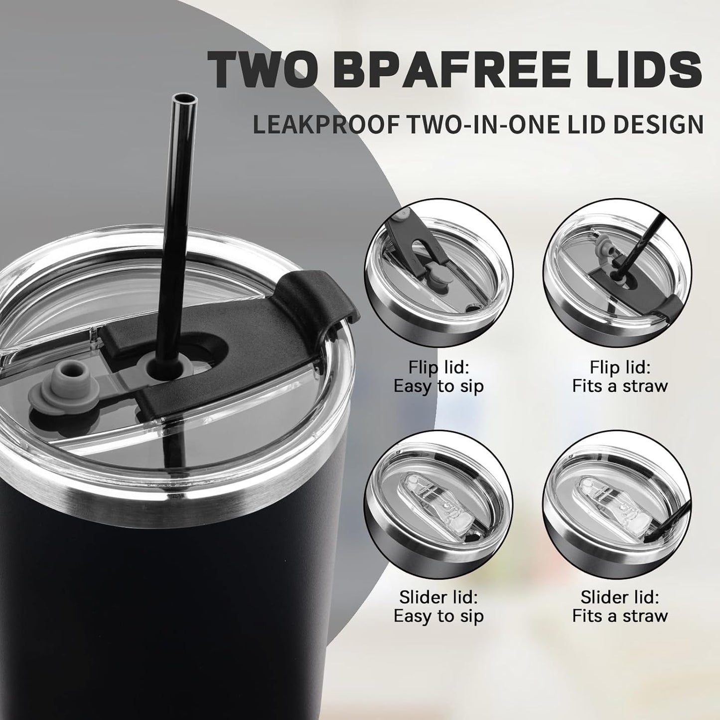 20 oz Tumbler with Lids and Straws, Stainless Steel Insulated Coffee Tumbler, Double Wall Vacuum Insulated Travel Mug Cup, Leakproof Thermal Coffee Cup for Hot and Cold Drinks (azure blue)