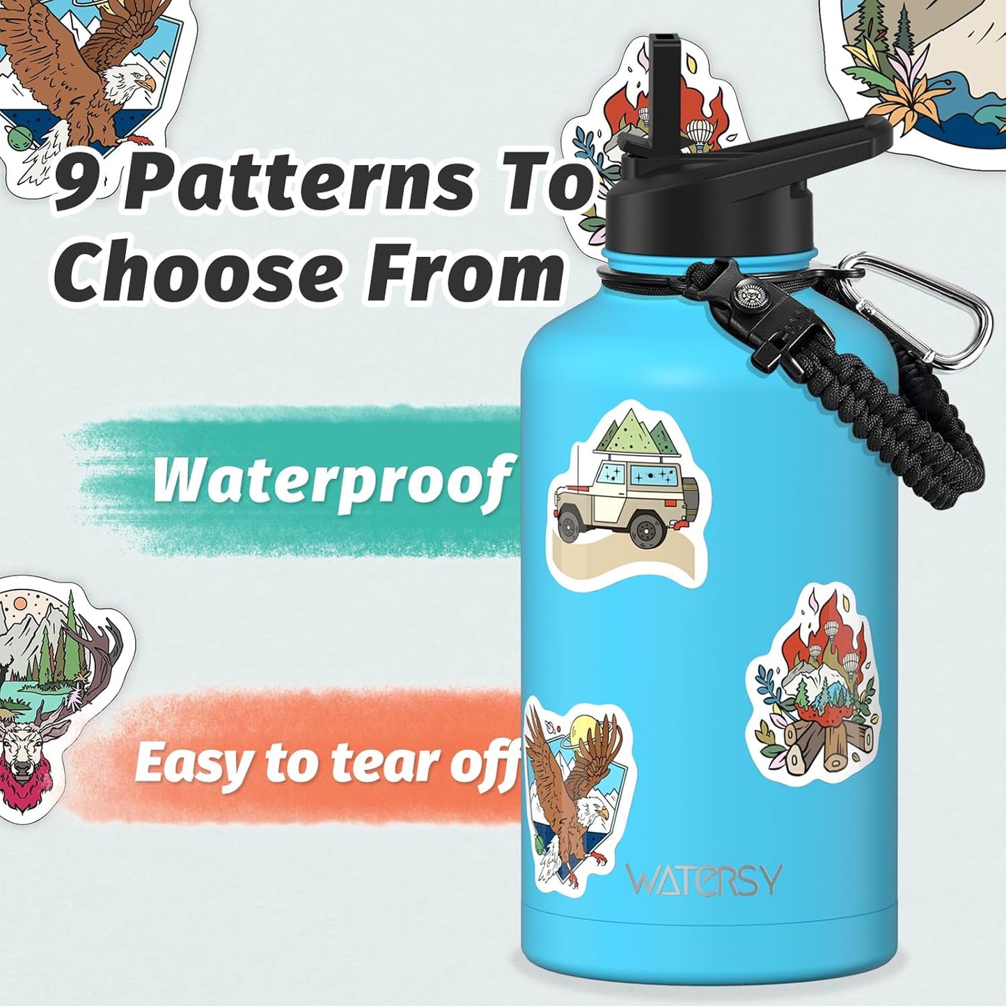 40oz Insulated Water Bottle (Cold for 48 Hrs),BPA Free&Leak Proof,Stainless Steel Water Flask,Water Jug with Straw Spout Lids for Gym,Hiking,Travel,Black Blue