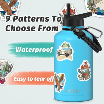 40oz Insulated Water Bottle (Cold for 48 Hrs),BPA Free&Leak Proof,Stainless Steel Water Flask,Water Jug with Straw Spout Lids for Gym,Hiking,Travel,Black Blue