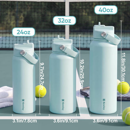 KEWIXY Pickleball Water Bottle 32 oz Insulated, Stainless Steel with Straw, Leak Proof, Keep Cold 24H, Vacuum, Pickleball Gifts for Pickleball Players, Pickleball Lovers, Women Girls Sport