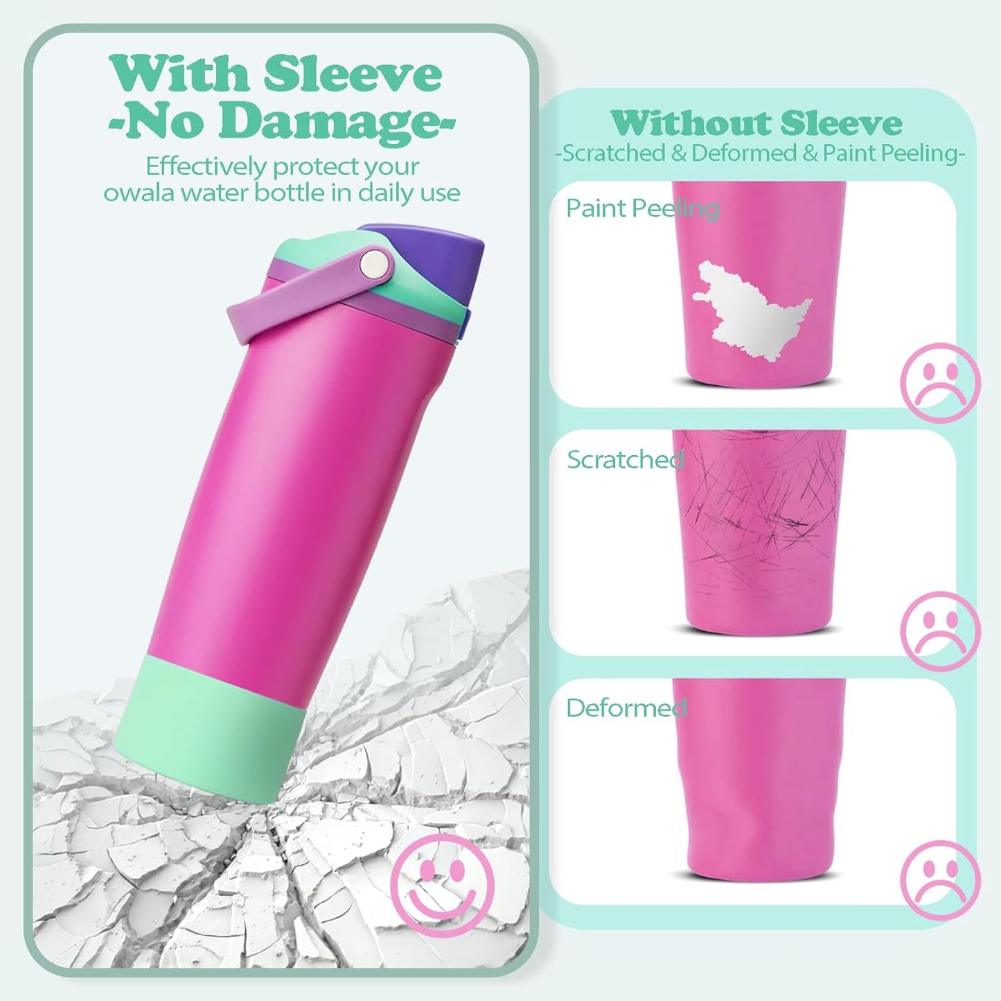2PCS Silicone Boots for Owala 30oz & 40oz FreeSip Sway Bottles & Tumblers – Non-Slip, Scratch-Resistant, Stability Enhancer for Owala Accessories (Eucalyptus Green) - Colors B