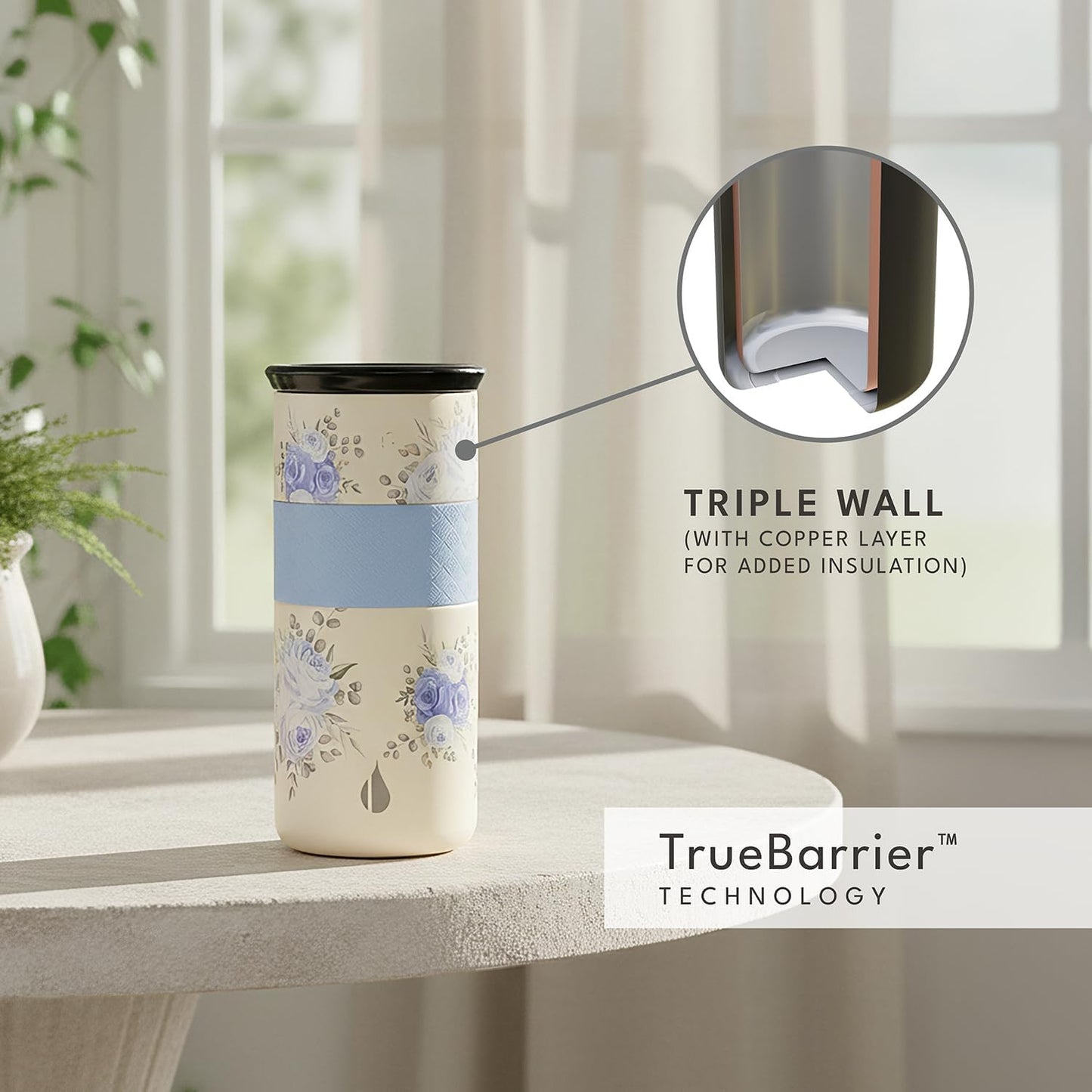 Elemental Artisan Insulated Tumbler, Triple Wall Coffee Travel Mug, Reusable Stainless Steel Coffee Tumbler with Ceramic Lid, Thermal Coffee Cups for Hot (6 Hrs) & Cold (18 Hrs), 16oz - Forest Green