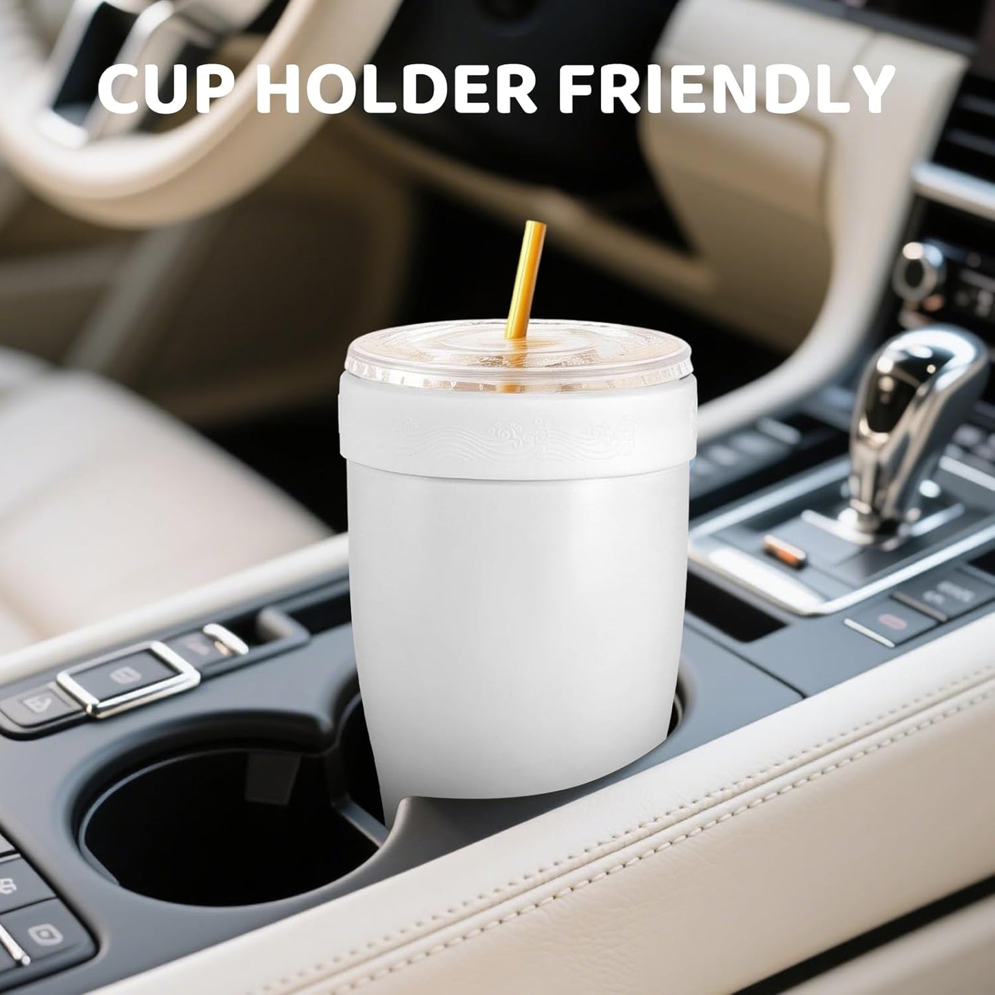 Universal Iced Coffee Sleeve,32oz Double Wall Stainless Steel Insulator Fits 16-32oz Starbucks/Dunkin/McDonalds Cups,Reusable Iced Coffee Cup Holder,Leak-Proof Tumbler for Hot,Cold Drink