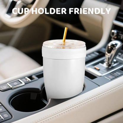 Universal Iced Coffee Sleeve,32oz Double Wall Stainless Steel Insulator Fits 16-32oz Starbucks/Dunkin/McDonalds Cups,Reusable Iced Coffee Cup Holder,Leak-Proof Tumbler for Hot,Cold Drink
