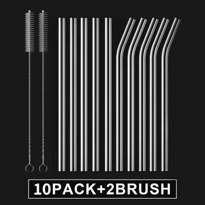 HeykirHome 4-Pack Reusable Glass Straw, Size 8.5''x10 MM,Including 2 Straight and 2 Bent with 2 Cleaning Brush- Perfect For Smoothies, Tea, Juice