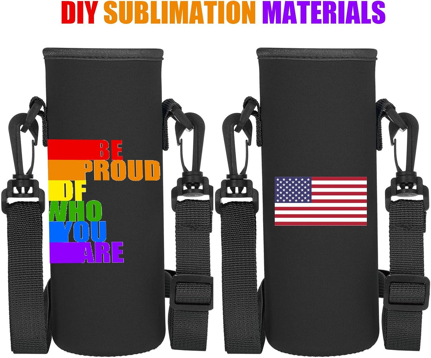 Zhehao 16 Pcs Neoprene Water Bottle Sleeve with Shoulder Strap Water Bottle Holder 32 oz Water Bottle Carrier Insulated Water Bottle Pouch Adjustable Water Bottle Sling Bag for Boys Girls