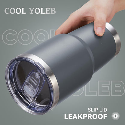 30 oz Tumbler with Lid Stainless Steel Tumblers Vacuum Insulated Cup Reusable Powder Coated Travel Mug Double Wall Leak Proof Portable Cups Keep Cold Drinks for 12 Hours, Stainless, 1 Pack