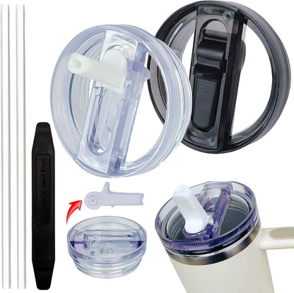 2 Pack 40 oz Tumbler Detachable Flip Straw Lid Replacement Fit for Stanley Quencher ProTour,Leak Proof Lid Compatible with Stanley Cup,No Spill Flip Top Tumbler Cover for Stanley Cup Accessories